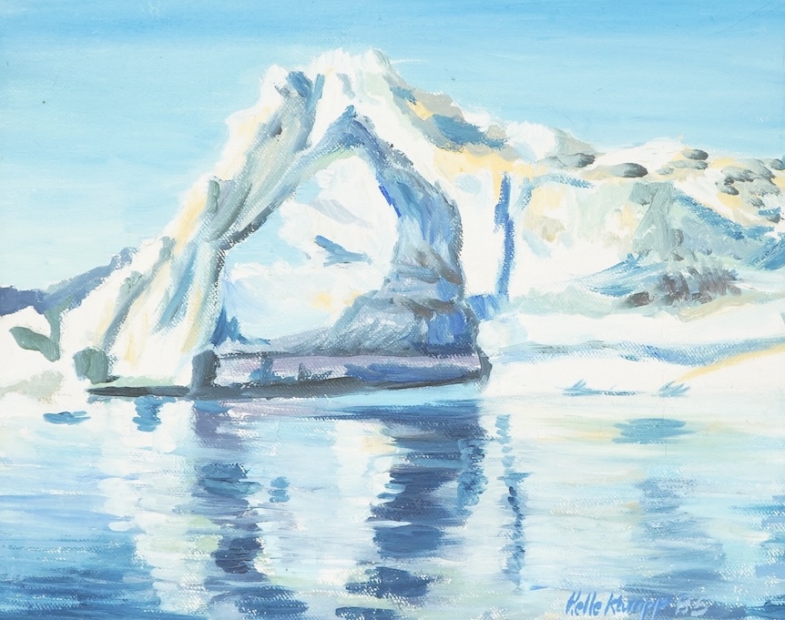 20th century, 'Greenland Ice Arch', indistinctly signed and dated '85, oil on canvas, 23 x 29cm, gilt framed